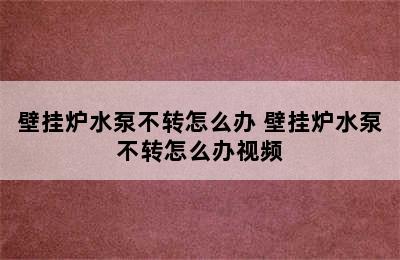 壁挂炉水泵不转怎么办 壁挂炉水泵不转怎么办视频